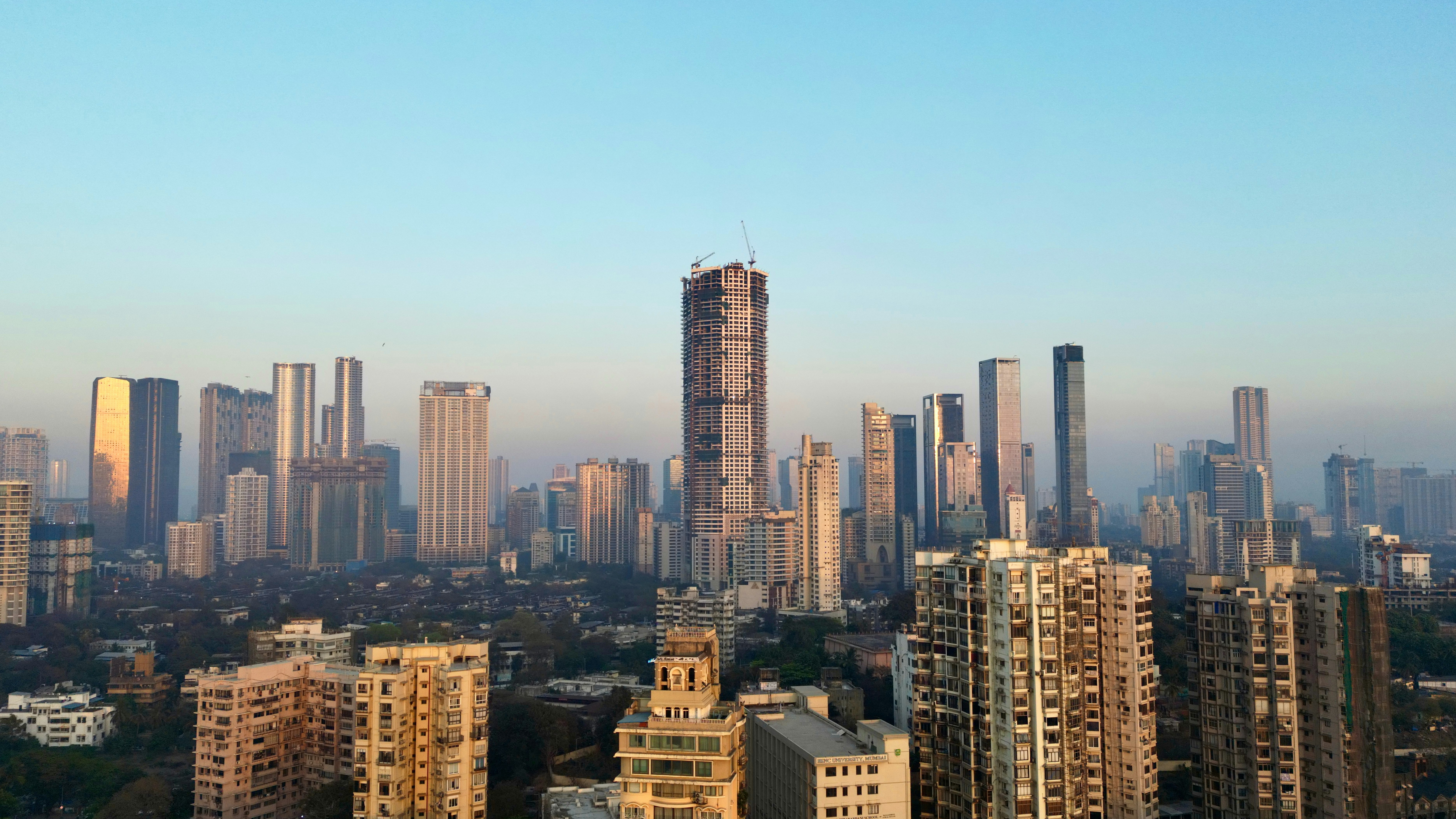 City skyline of residential and commercial towers